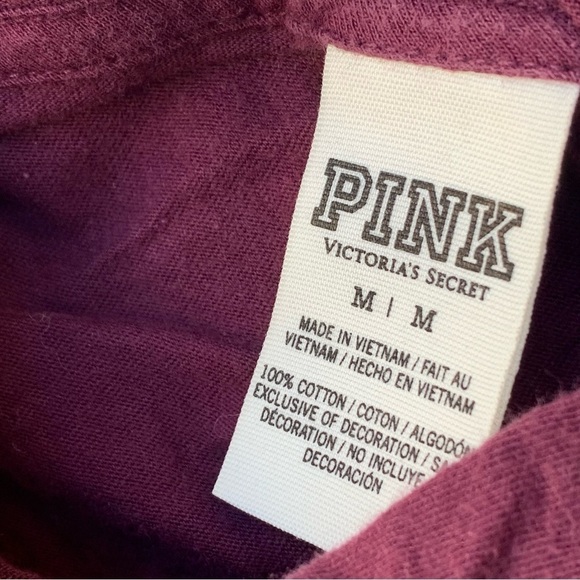 PINK | Victoria’s Secret deep burgundy pullover hoodie size Medium - Picture 5 of 9